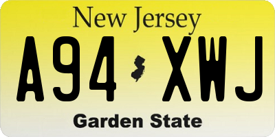 NJ license plate A94XWJ