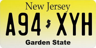 NJ license plate A94XYH
