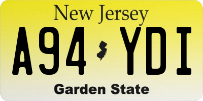 NJ license plate A94YDI