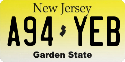 NJ license plate A94YEB