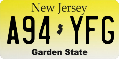 NJ license plate A94YFG