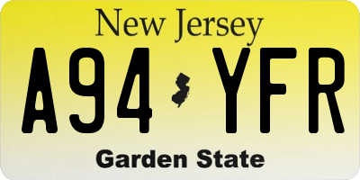NJ license plate A94YFR