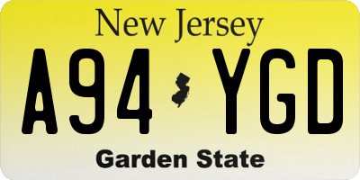 NJ license plate A94YGD