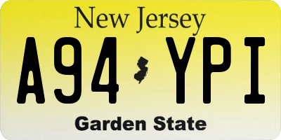 NJ license plate A94YPI
