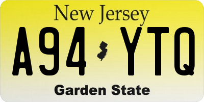 NJ license plate A94YTQ