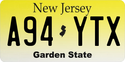 NJ license plate A94YTX