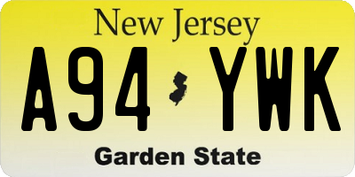 NJ license plate A94YWK