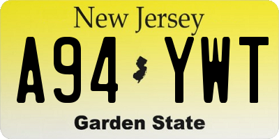 NJ license plate A94YWT