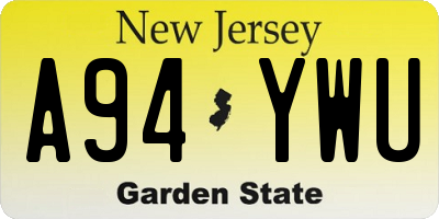 NJ license plate A94YWU