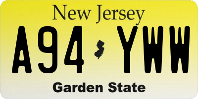 NJ license plate A94YWW