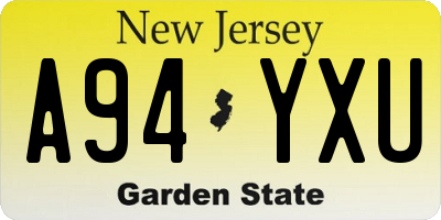 NJ license plate A94YXU