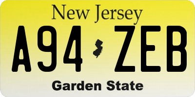 NJ license plate A94ZEB