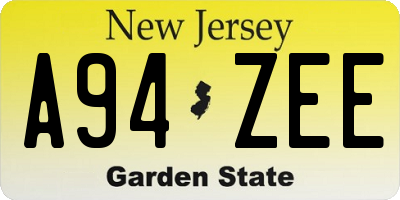 NJ license plate A94ZEE
