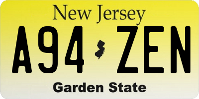 NJ license plate A94ZEN