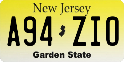 NJ license plate A94ZIO