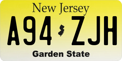 NJ license plate A94ZJH
