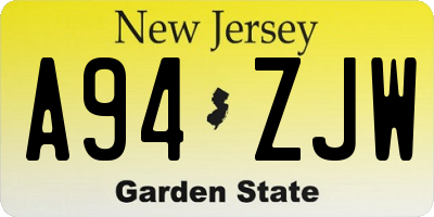 NJ license plate A94ZJW