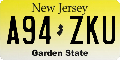 NJ license plate A94ZKU