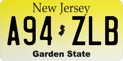 NJ license plate A94ZLB