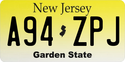 NJ license plate A94ZPJ