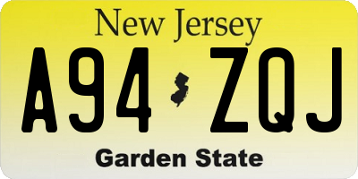 NJ license plate A94ZQJ
