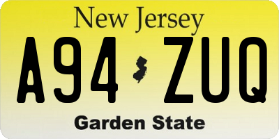 NJ license plate A94ZUQ