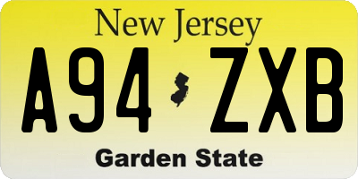 NJ license plate A94ZXB