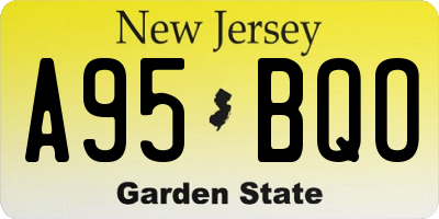 NJ license plate A95BQO