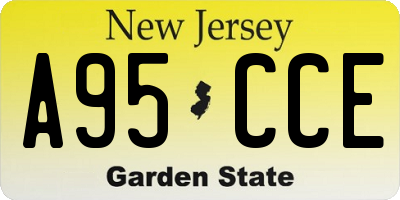 NJ license plate A95CCE