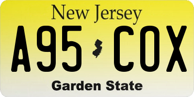 NJ license plate A95COX