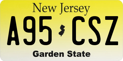 NJ license plate A95CSZ