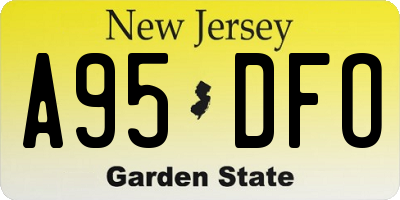NJ license plate A95DFO