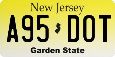 NJ license plate A95DOT
