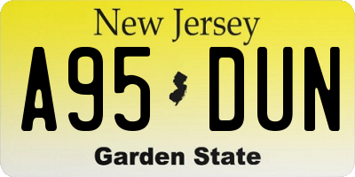 NJ license plate A95DUN