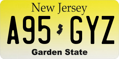NJ license plate A95GYZ