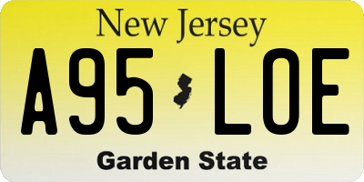 NJ license plate A95LOE