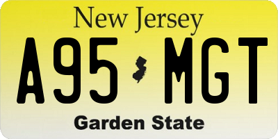 NJ license plate A95MGT