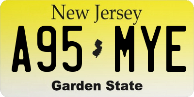 NJ license plate A95MYE