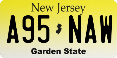 NJ license plate A95NAW