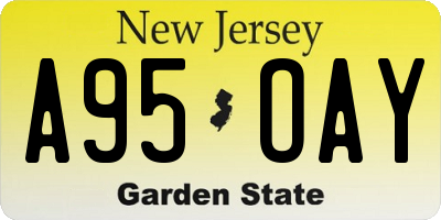 NJ license plate A95OAY