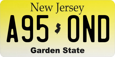 NJ license plate A95OND