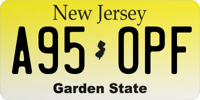 NJ license plate A95OPF