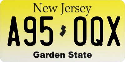 NJ license plate A95OQX