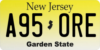 NJ license plate A95ORE