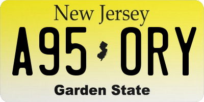NJ license plate A95ORY