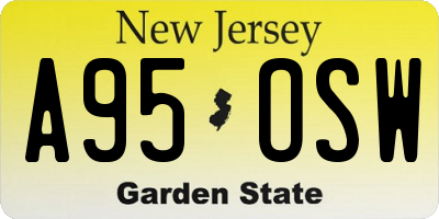 NJ license plate A95OSW