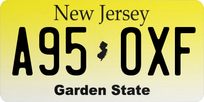 NJ license plate A95OXF