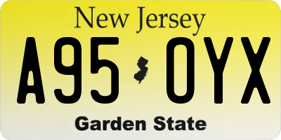 NJ license plate A95OYX