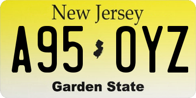 NJ license plate A95OYZ