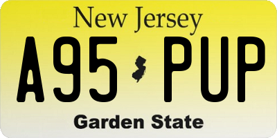 NJ license plate A95PUP
